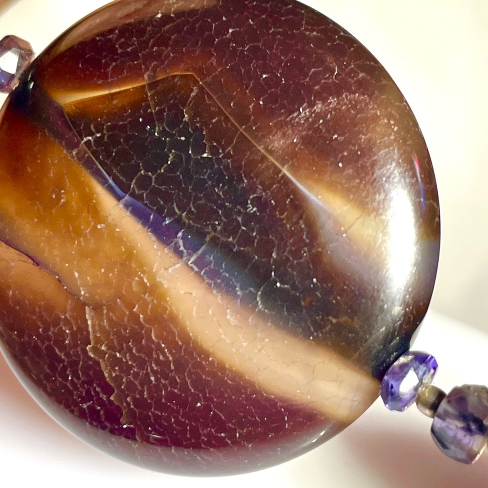 Botswana Africa Large Luminous Disc Bead necklace - Picture 7 of 10